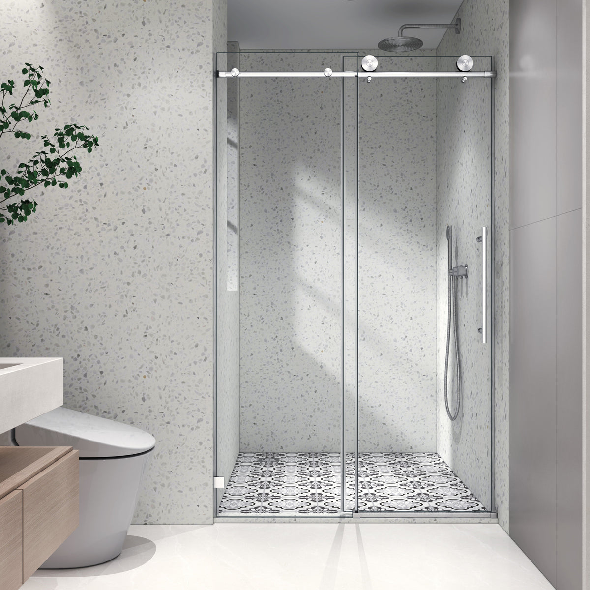 Brushed Nickel Frameless Shower Door