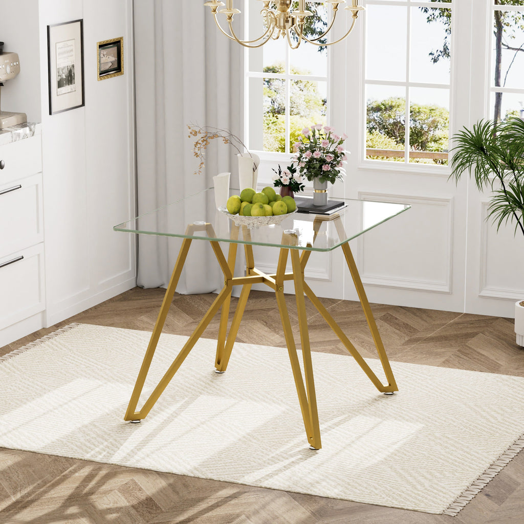 35.4-Inch Square Tempered Glass Dining Table
