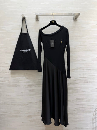 YSL Assymmetrical Neckline Long Dress - Women's