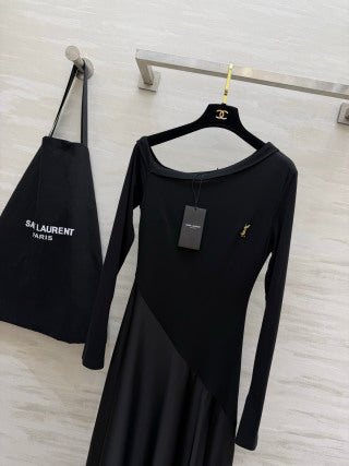 YSL Assymmetrical Neckline Long Dress - Women's