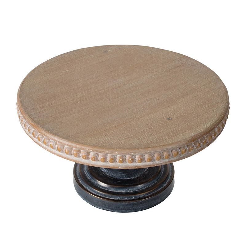 Wooden Display Stand with Beaded Trim - Black Brown