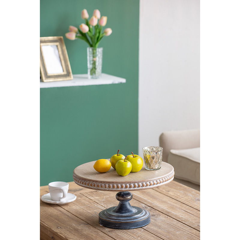 Wooden Display Stand with Beaded Trim - Black Brown