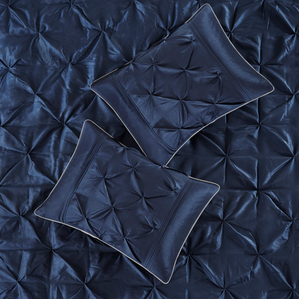 7 Piece Tufted Comforter Set Navy Queen