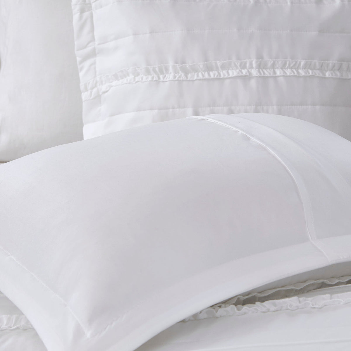5 Piece Microfiber Ruffled Comforter Set - White California King