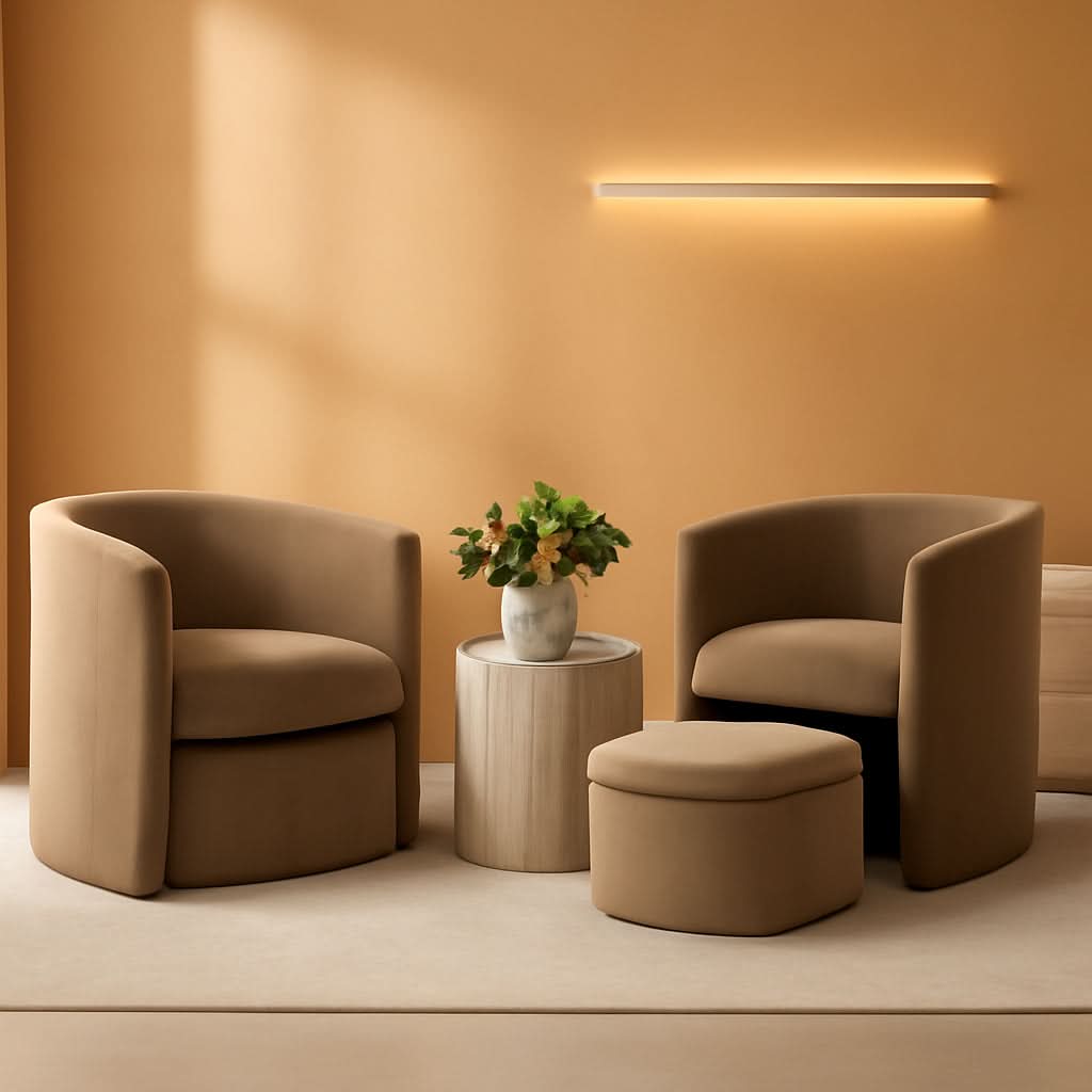 Luxurious Velvet Accent Chair With Storage Ottoman