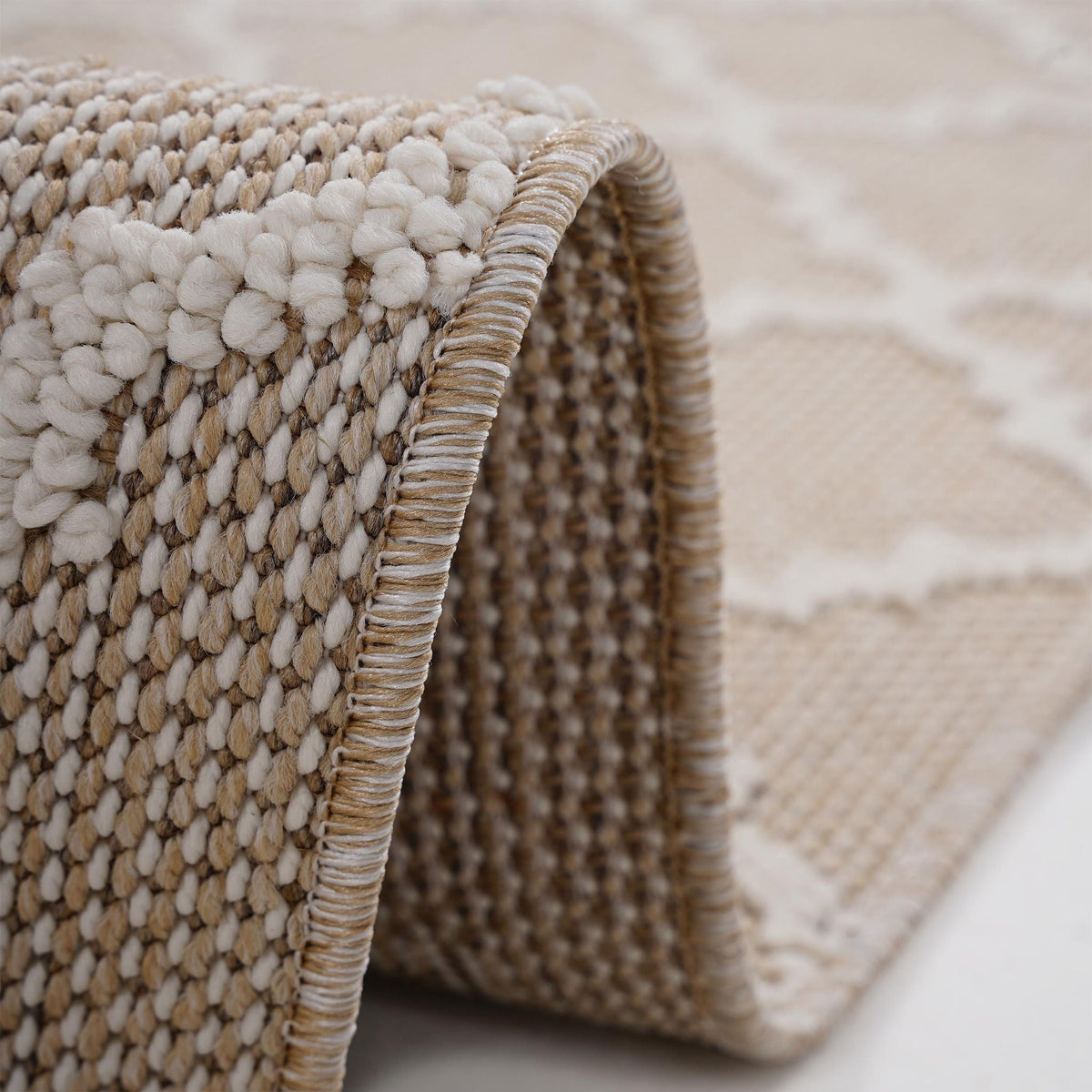 Beige Trellis Indoor / Outdoor Area Rug with Stain Resistant Surface