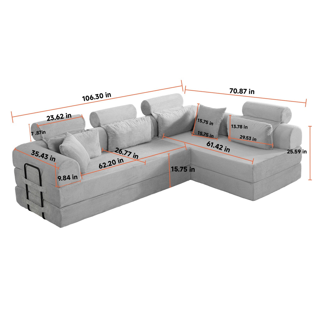 L Shape Modular Sectional Sofa - Compressed Sectional Sofa