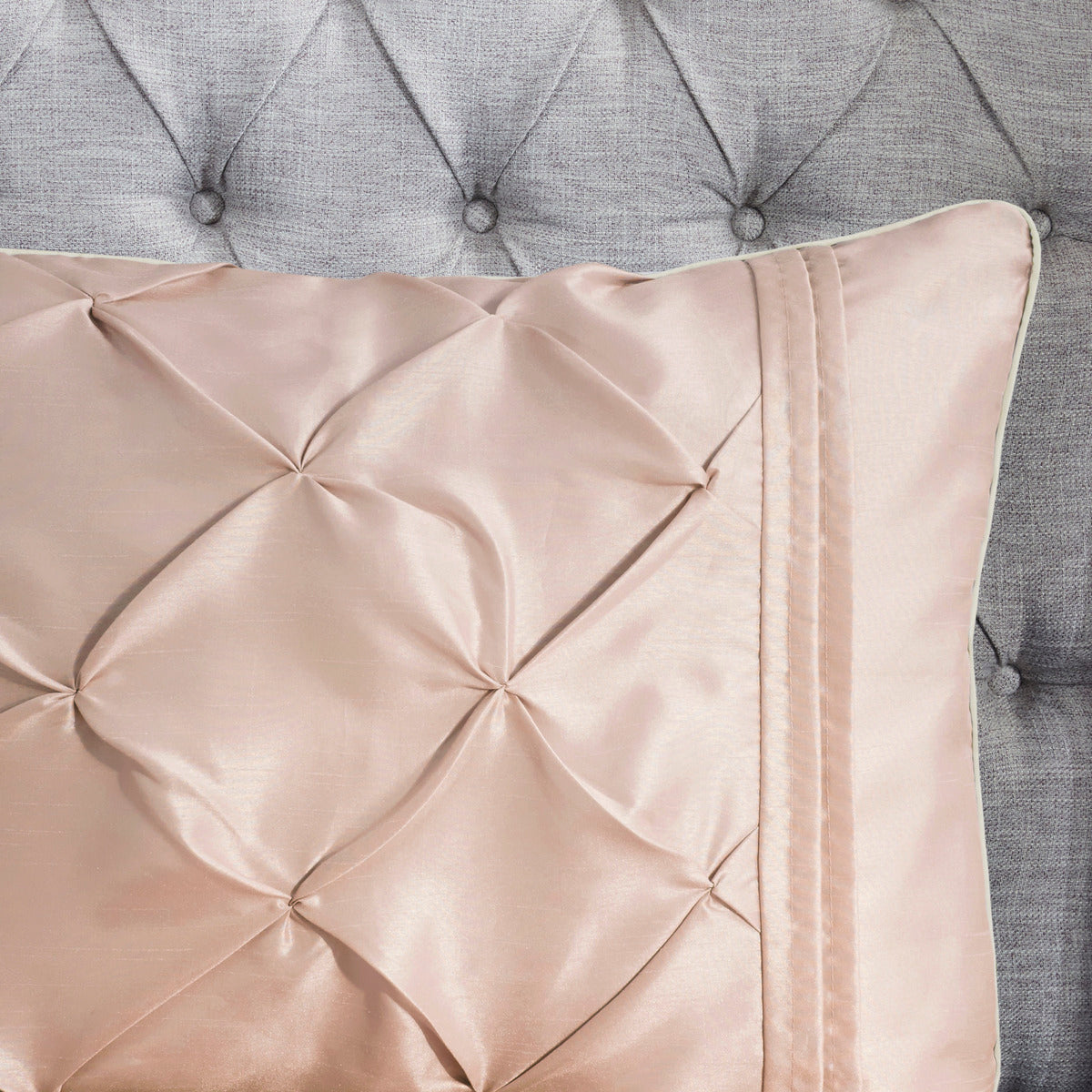 7 Piece Tufted Comforter Set Blush King