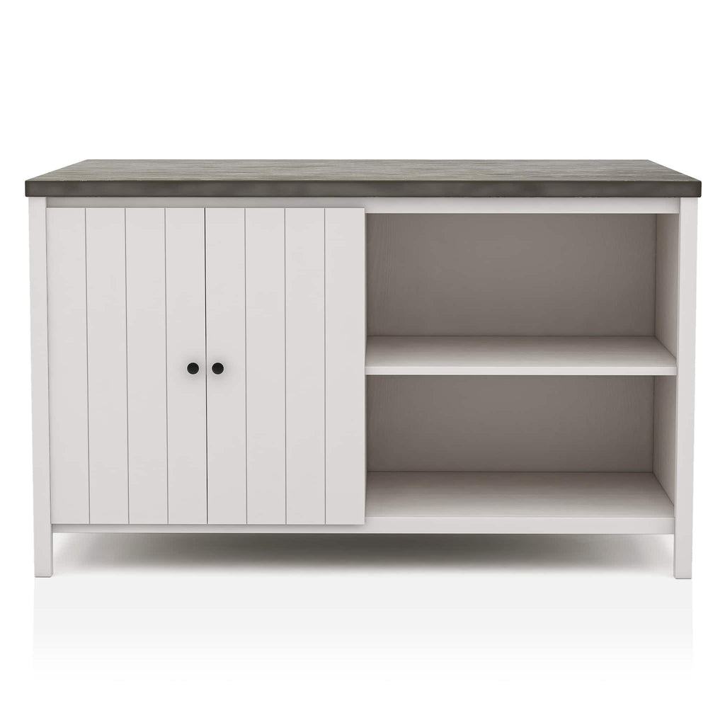 Counter Height Dining Table with Storage Cabinet Base - Dark Gray / Off White
