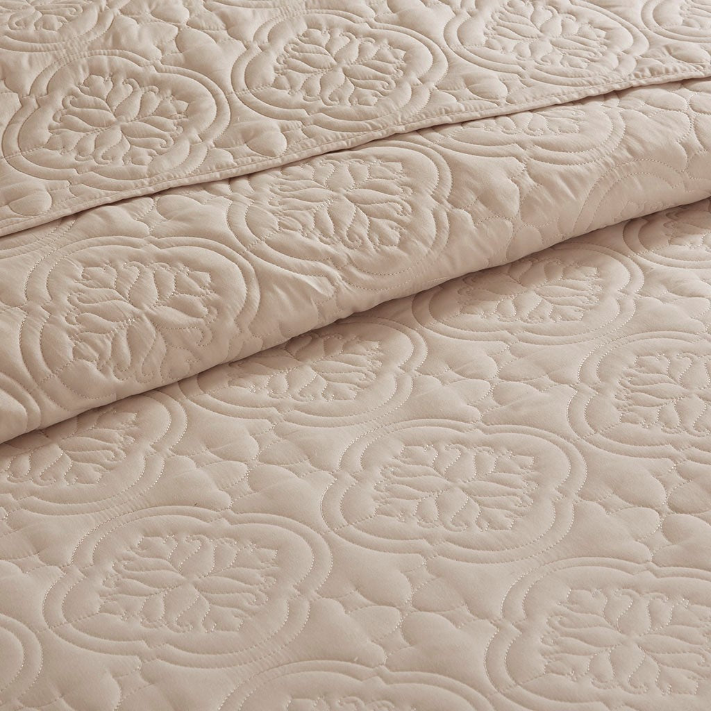 3 Piece Reversible Bedspread Set Khaki King/Cal King