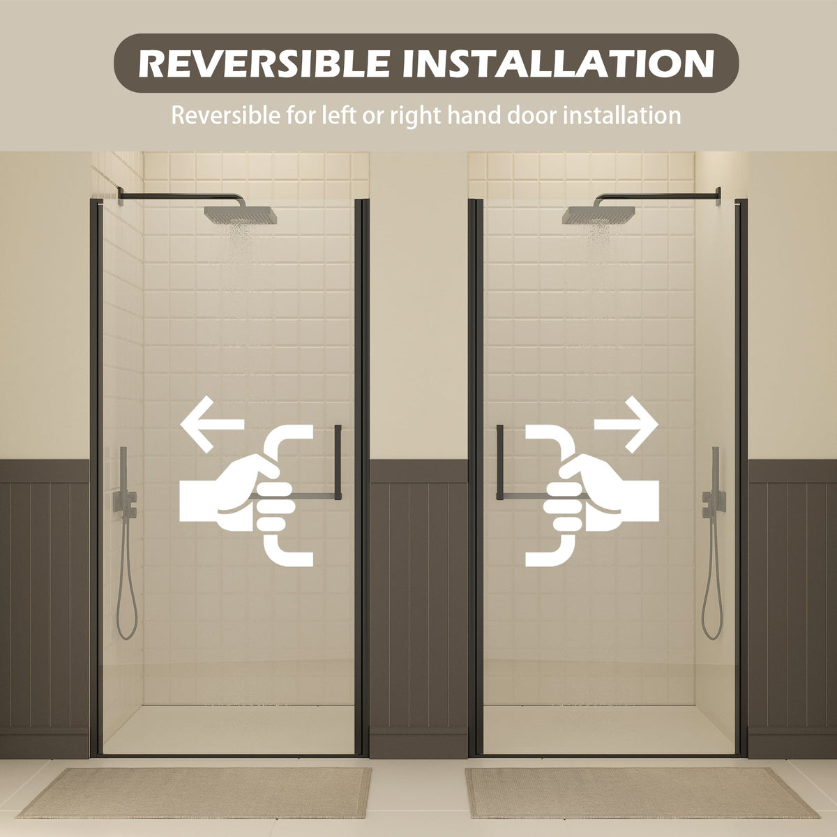27-28" W ×72" H Frameless Pivot Shower Door