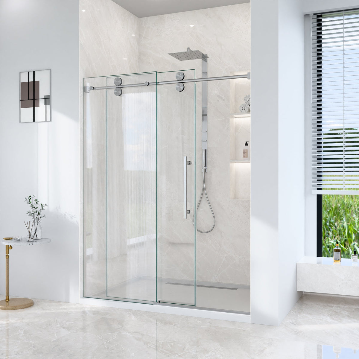 56"-60"W*72" H Frameless Single Sliding Shower Door