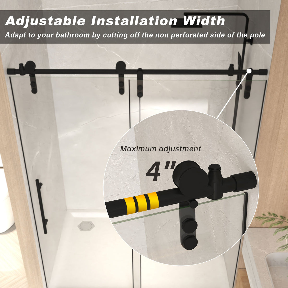 Frameless Sliding Shower Door - 44-48" x 76" H