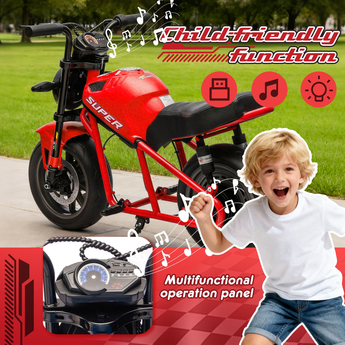 24V300W Kids Ride On XL Electric Toy Muscle Motorcycle