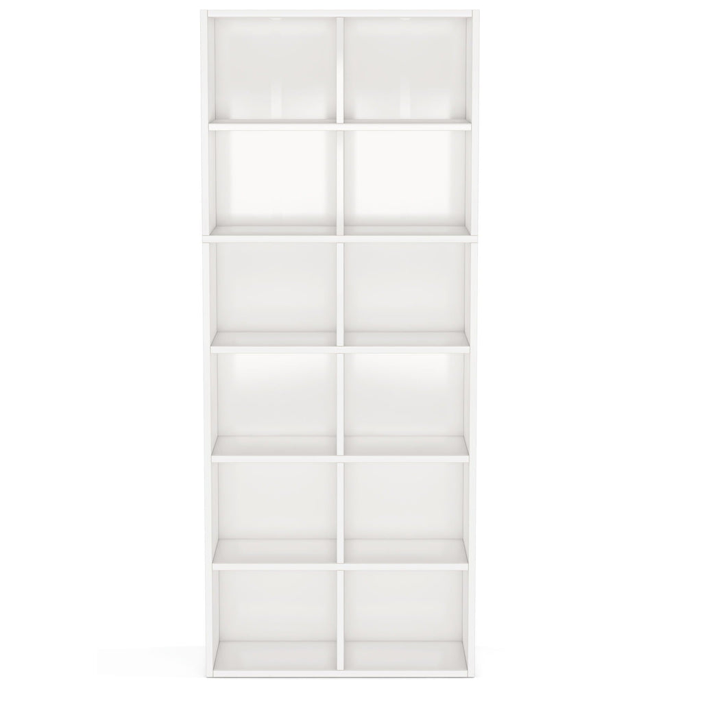 Narrow 12 Cube Bookcase with Closed Back - White