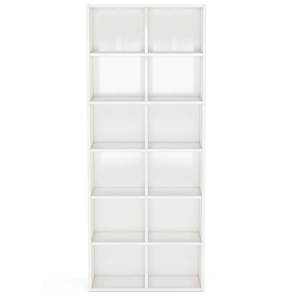 Narrow 12 Cube Bookcase with Closed Back - White
