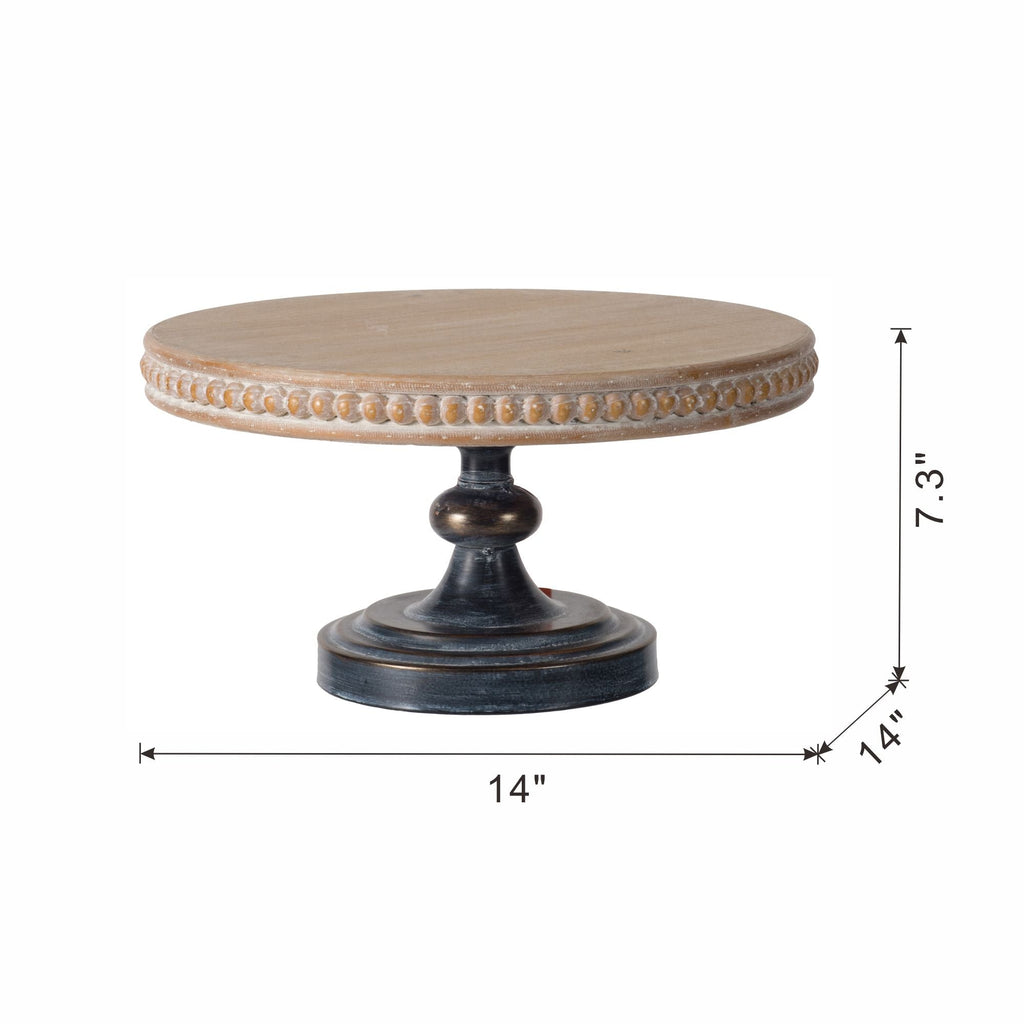Wooden Display Stand with Beaded Trim - Black Brown