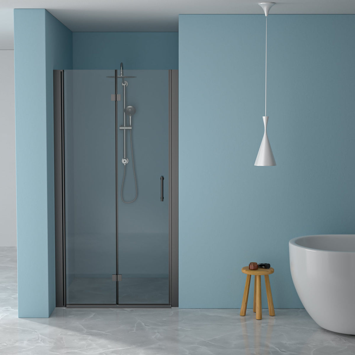 32"W x 72"H Fold Frameless Shower Door with Tempered Glass
