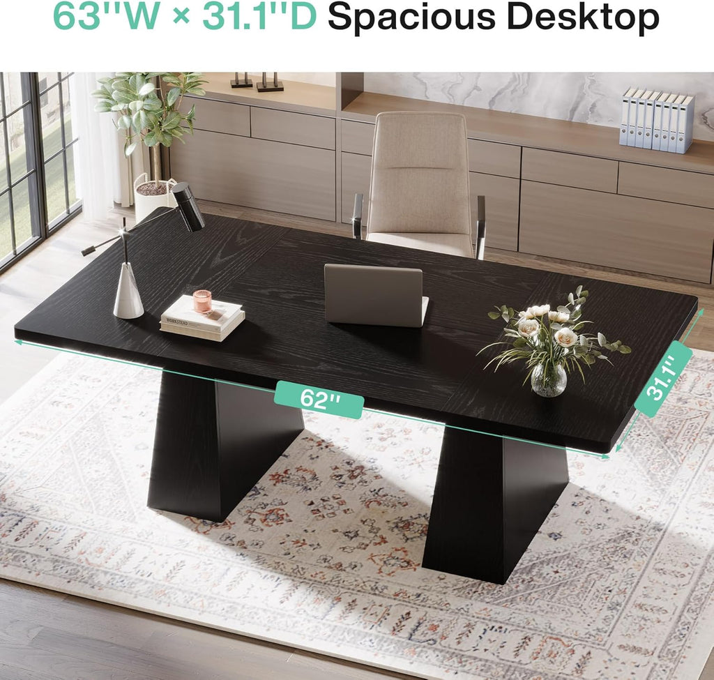 63-Inch Executive Desk with Double Pedestal