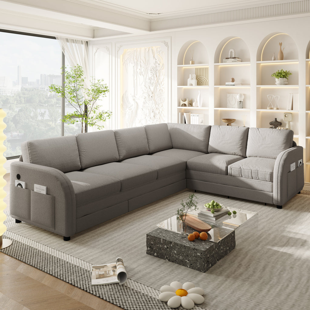 115.2" L-Shaped Pull-Out Bed Sleeper Sofa