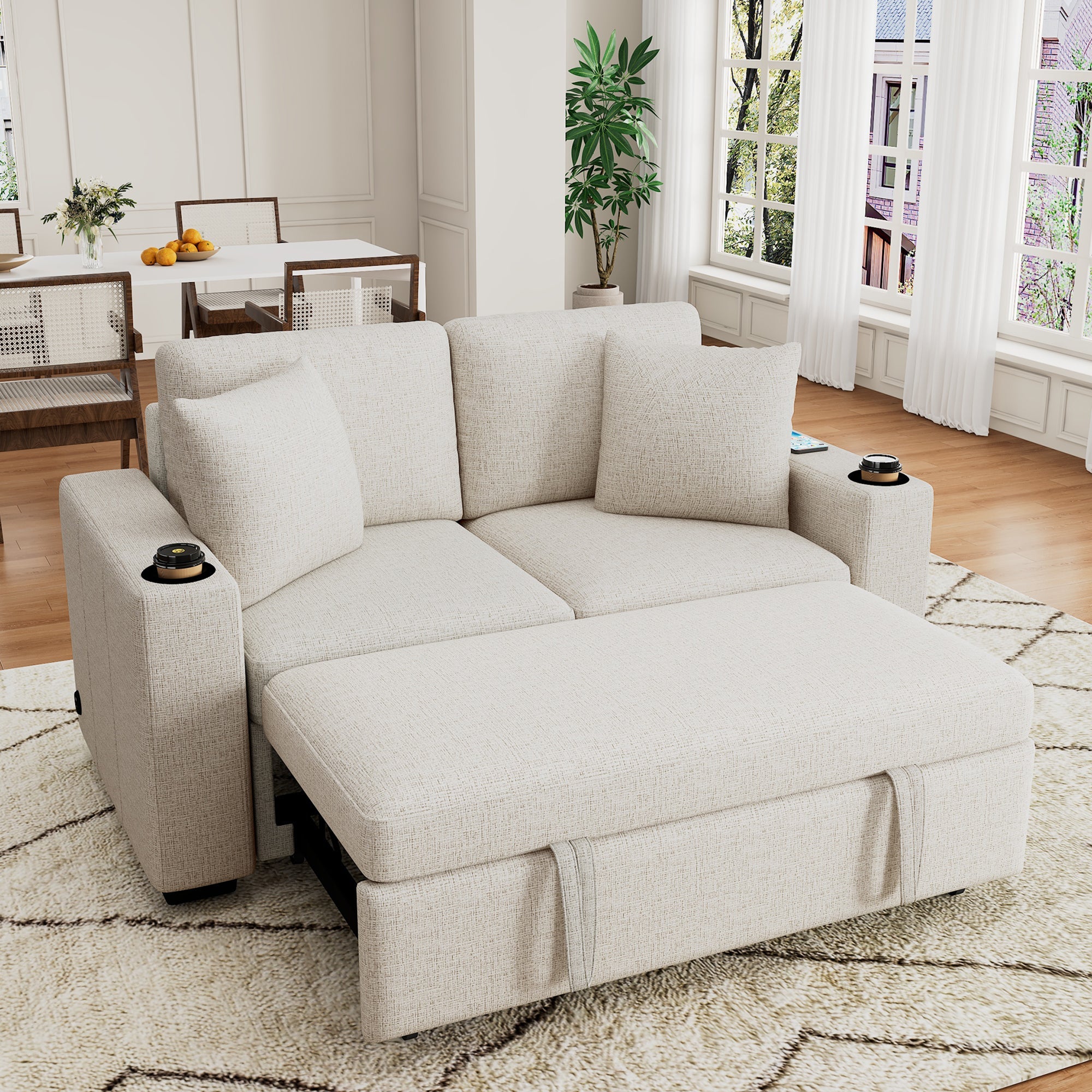 60.6" Modern Loveseat Sofa Pull-out Sofa Bed