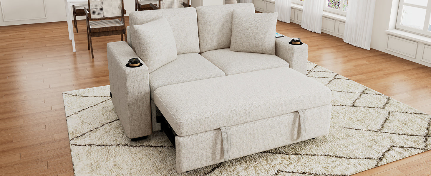 60.6" Modern Loveseat Sofa Pull-out Sofa Bed