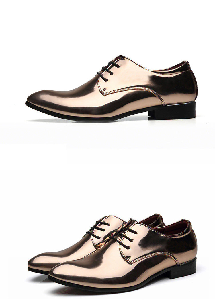 British Pointed Leather Shoes Men's Fashion Bright Leather Men's Shoes Foreign Trade Leather Shoes Amazon Wish LAZADA