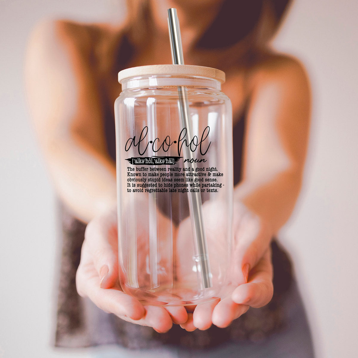 17oz Glass Tumbler With Bamboo Lid And Straw Reusable Insulated Cup For Coffee Tea Beer