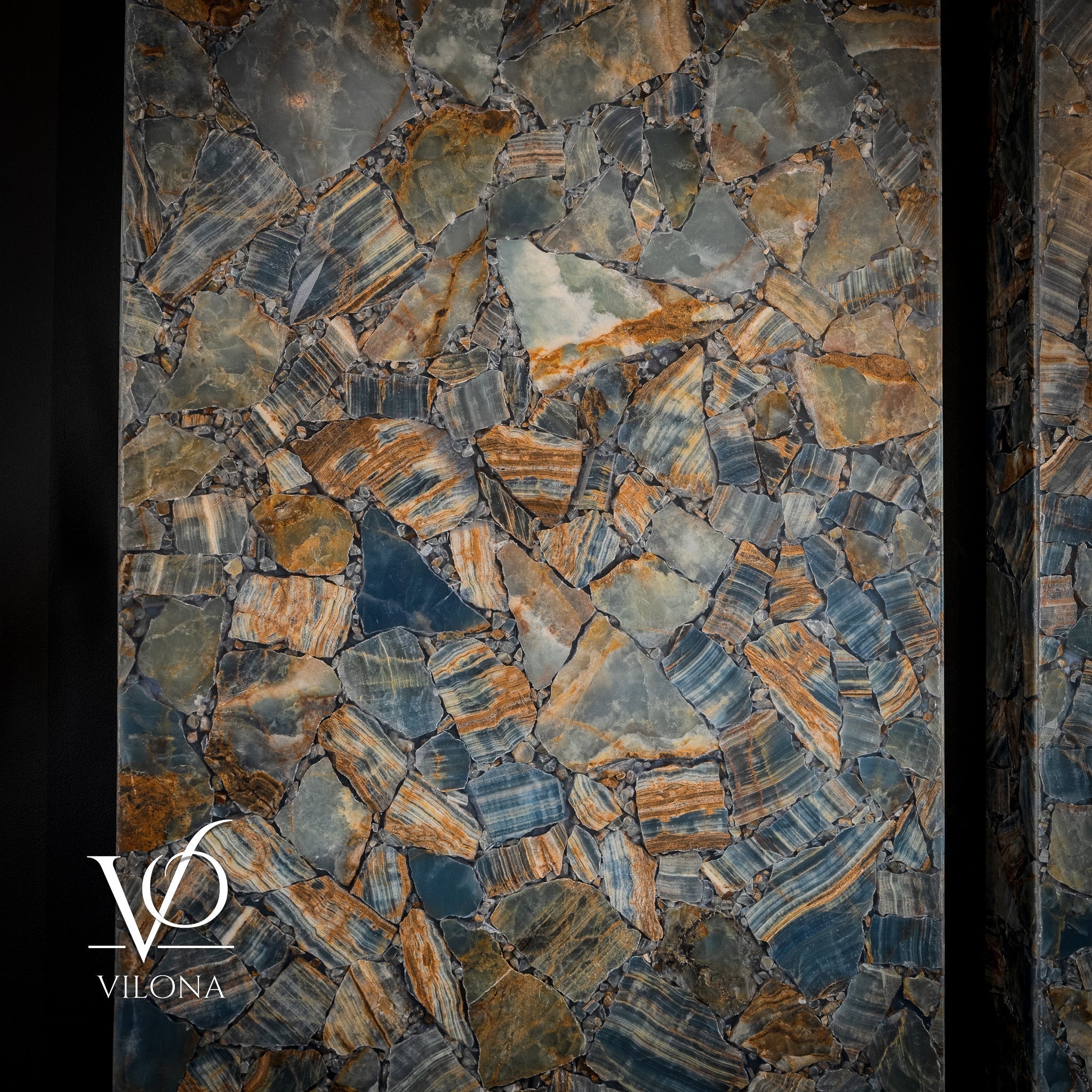 Argentina Blue Onyx Mosaic Wall Panels | Luxury Backlit Stone Wall Art