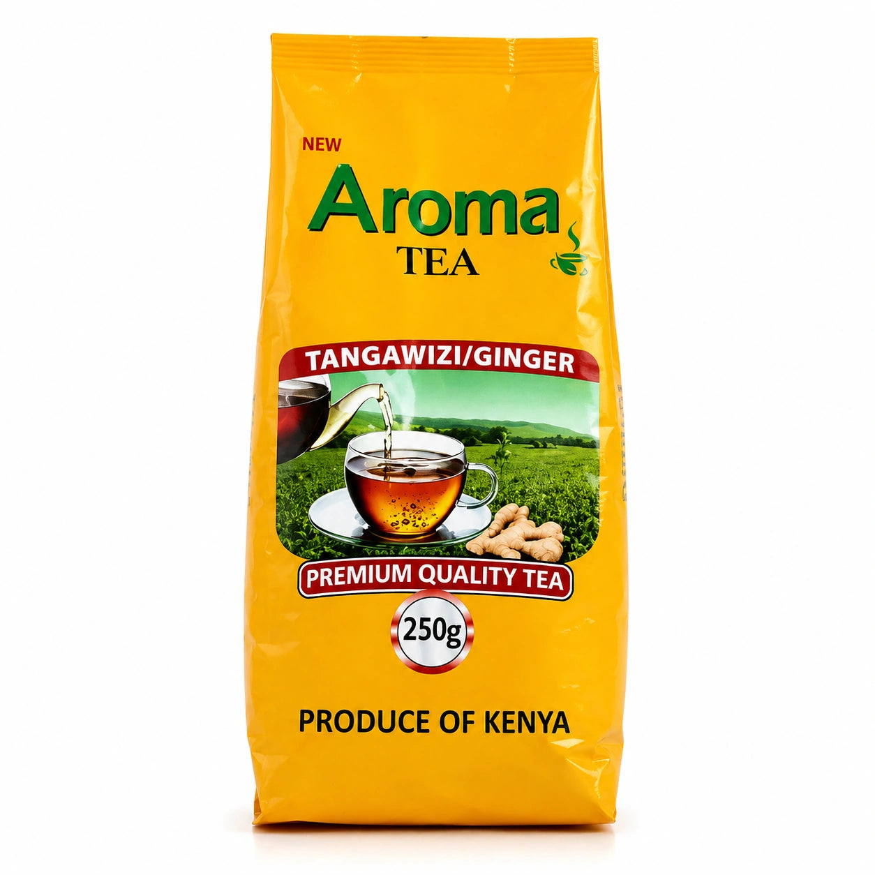 Aroma Tangawizi Chai 250g Aroma Tea Kenyan ginger black tea loose leaf tea Kenyan tea ginger tea spiced tea chai tea East African tea Kenya tea premium quality tea produce of Kenya natural ginger tea aromatic tea breakfast tea milk tea black tea blend ginger chai Kenyan loose leaf tea spiced Kenyan tea traditional chai Kenyan black tea ginger flavored tea 250g tea package Aroma Tangawizi Ginger Chai tea product World Safari Shops.