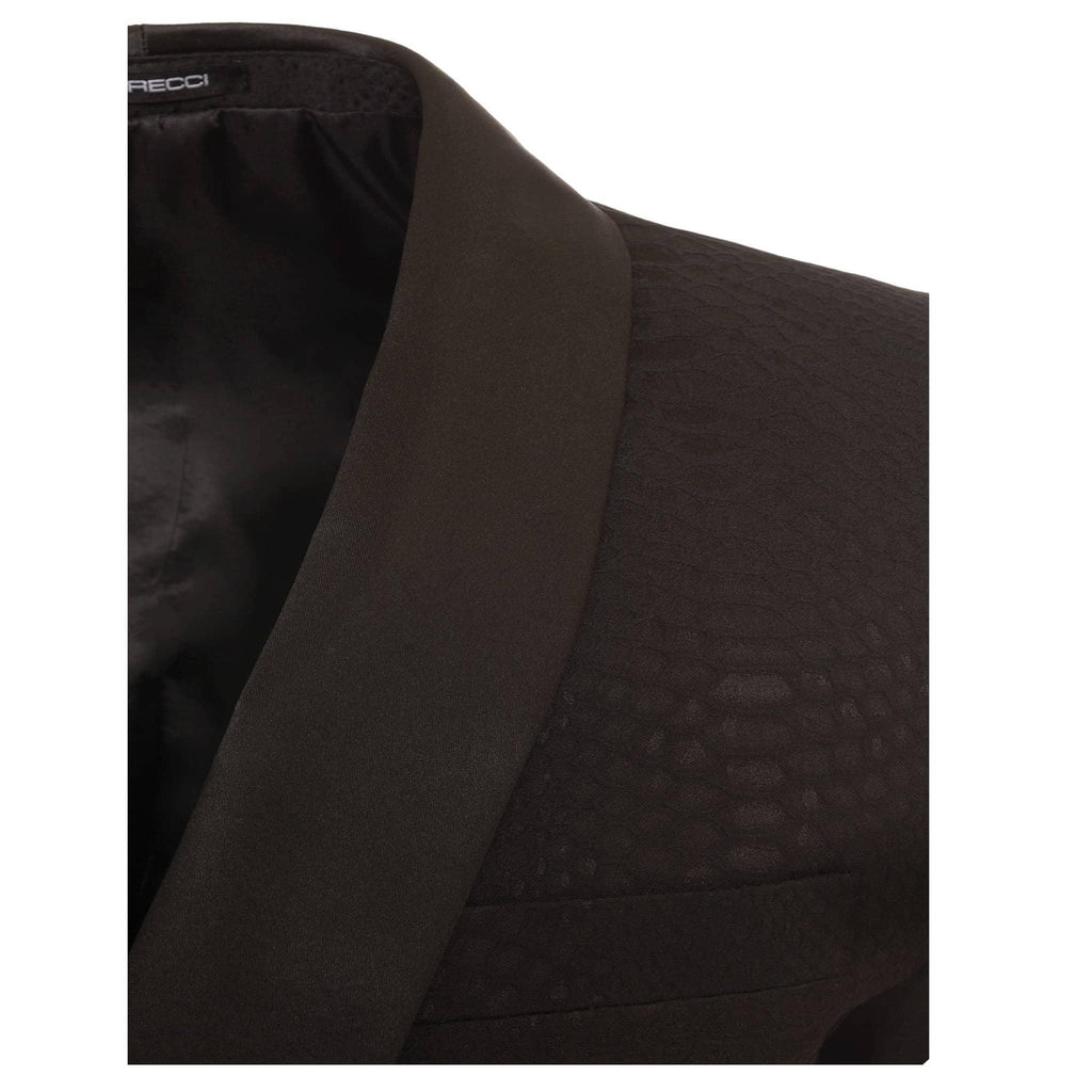 Ferrecci Ash All Black Snake Skin Tuxedo Blazer