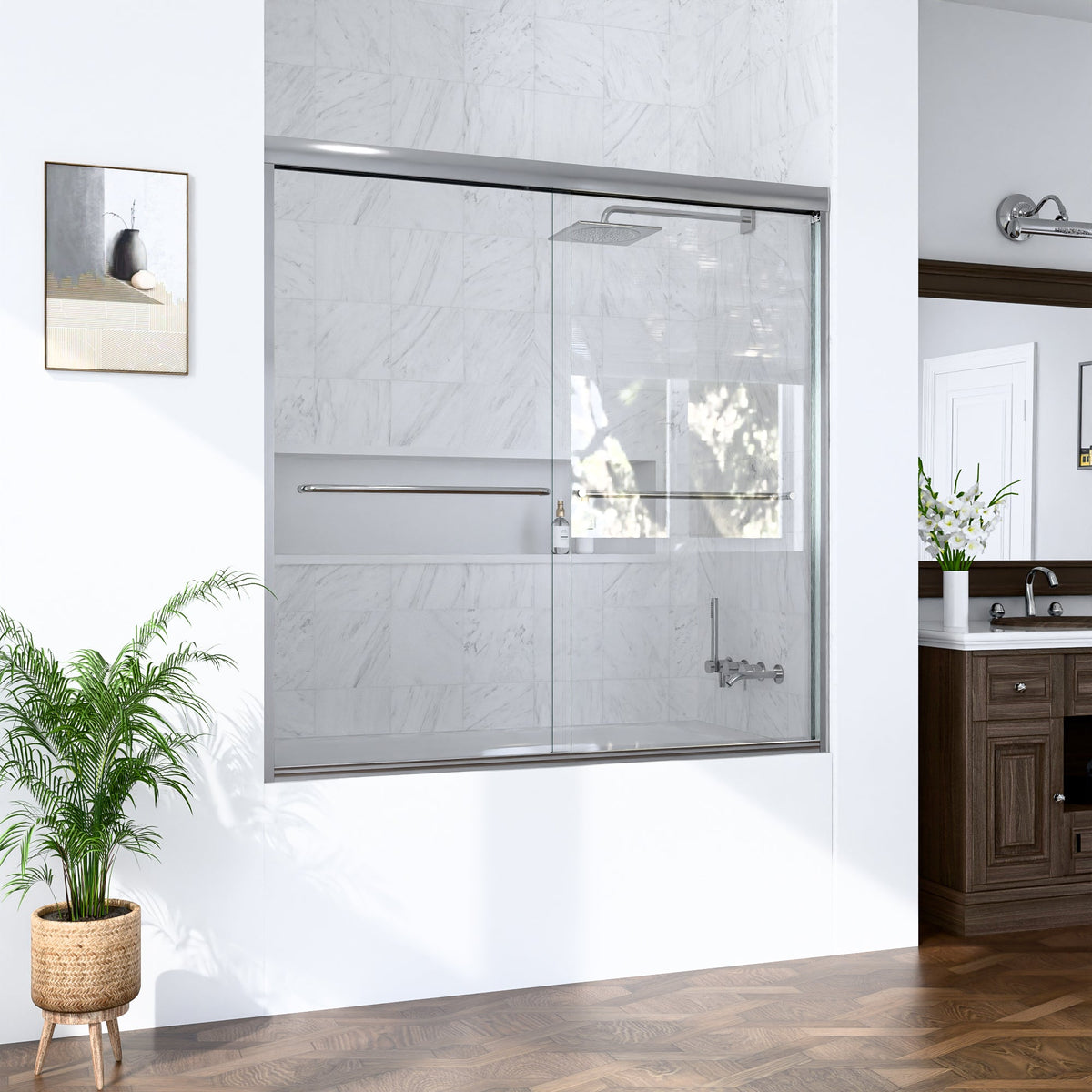 Semi-Frameless Double Sliding Shower Door