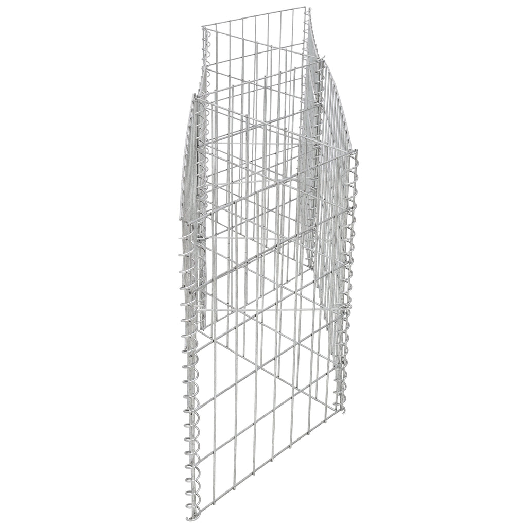 Galvanized Steel Gabion Basket with 3 Compartments - Silver