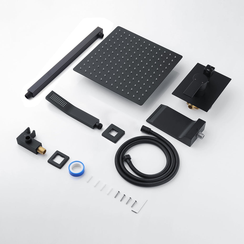 Black Shower System with Tub Spout