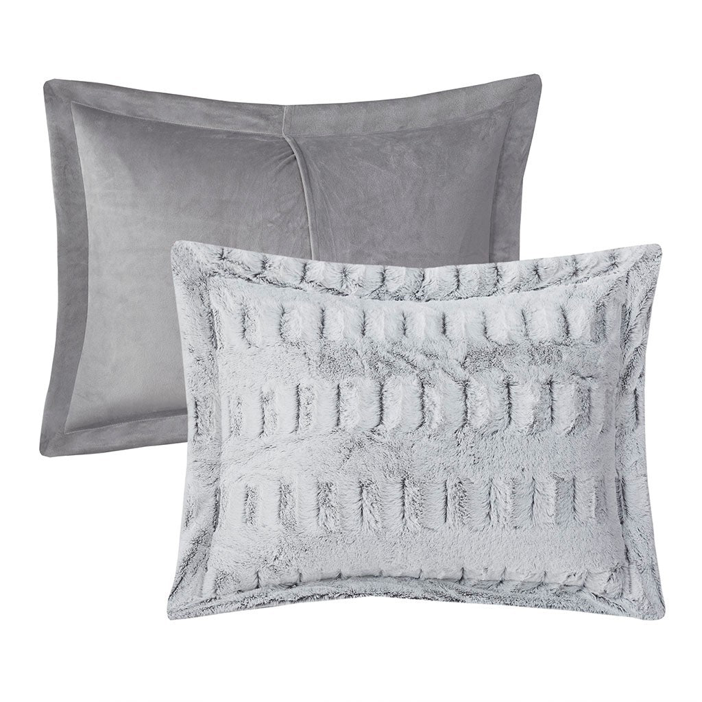King/Cal King Back Print Long Fur Comforter Mini Set