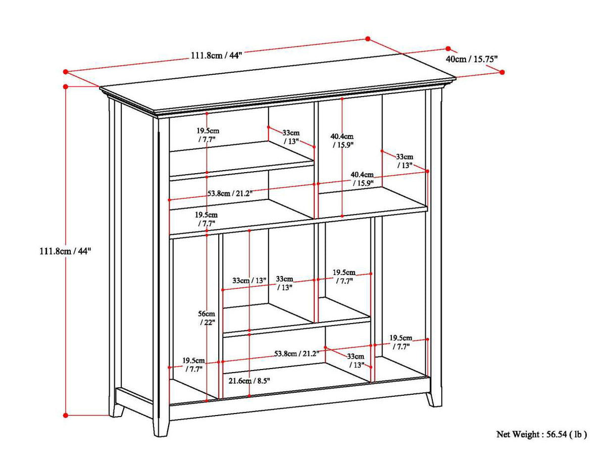 Multi Cube Bookcase and Storage Unit with Eight Storage Cubbies - Black, Gray, White, Dark Brown