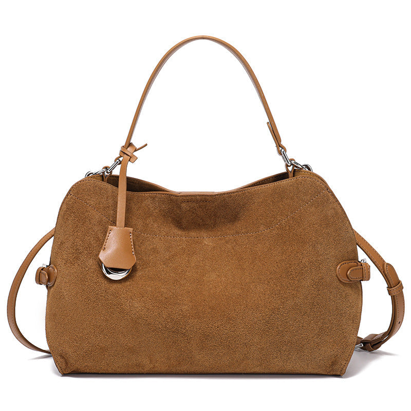 Genuine Deer Suede Brushed Leather Crossbody Bag Versatile