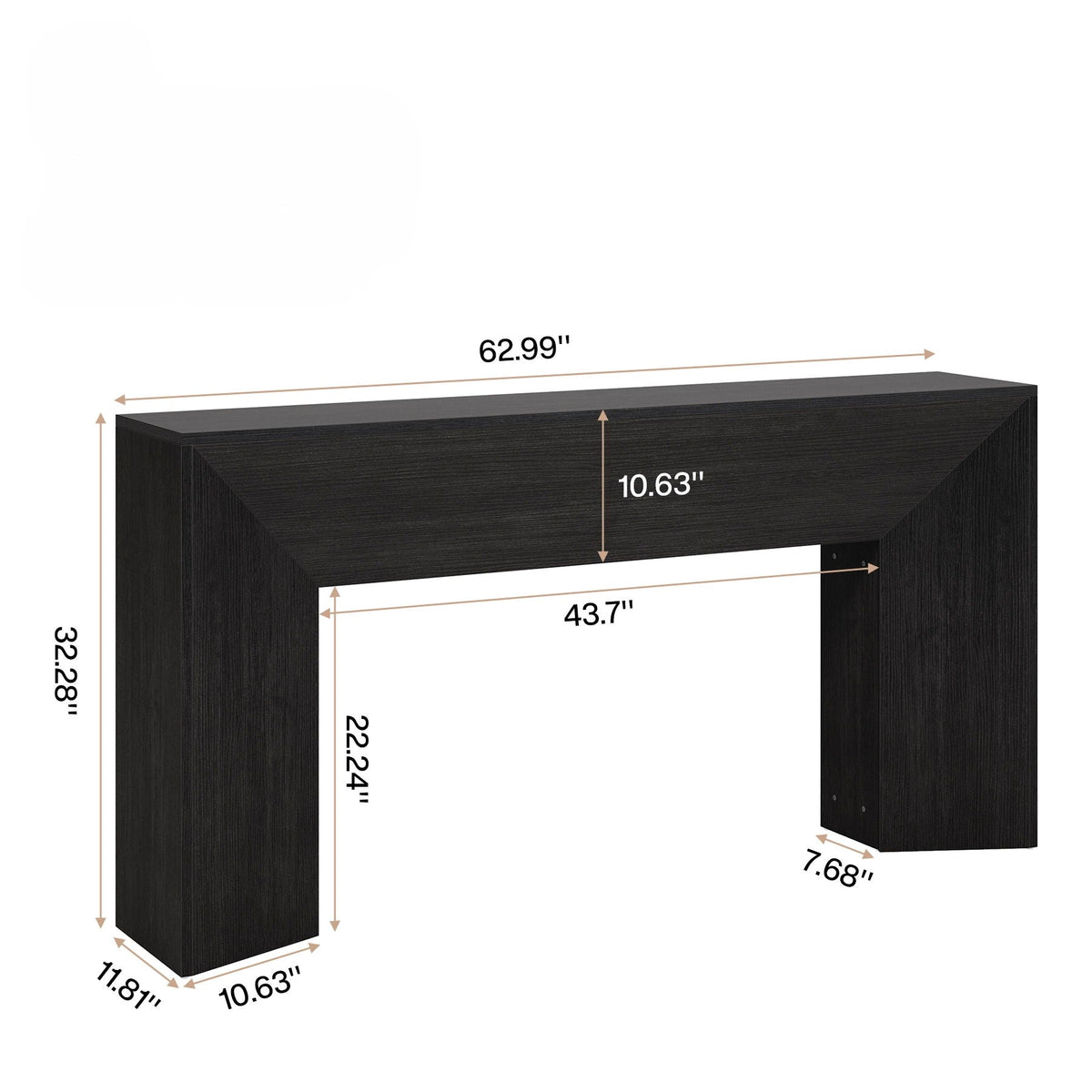 Extra Long Console Table Table Behind Couch For Hallway & Living - Black