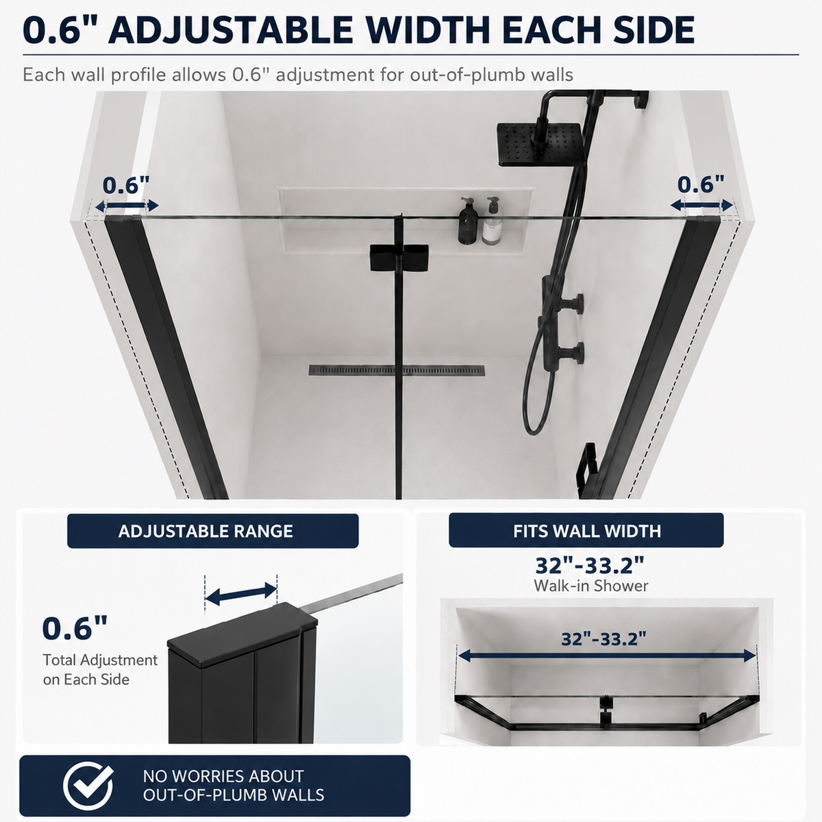 Semi-Frameless Folding Pivot Hinged Shower Door