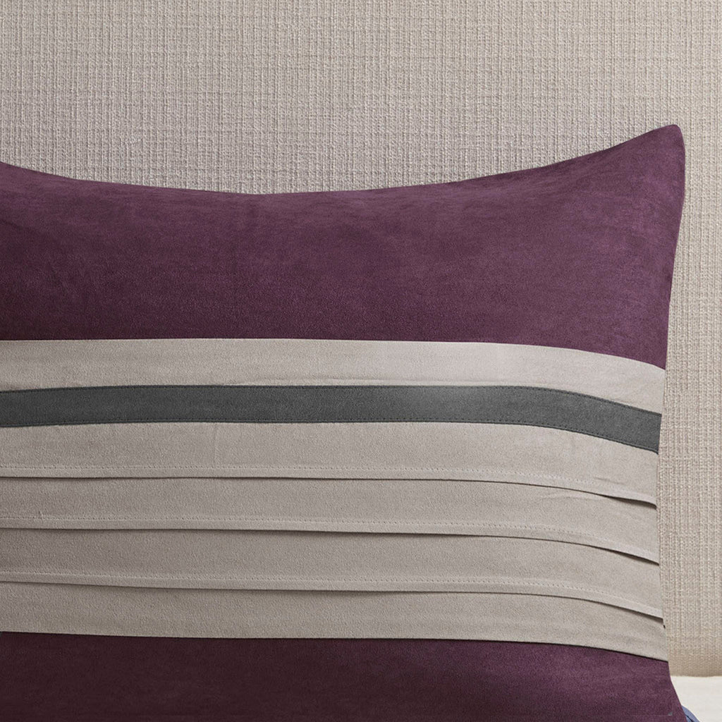 7 Piece Faux Suede Comforter Set Purple Queen