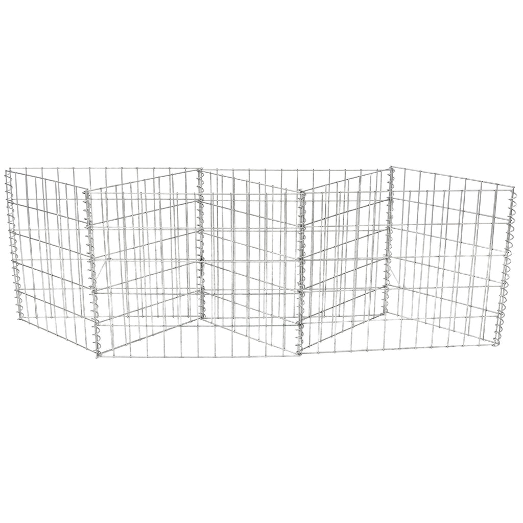 Galvanized Steel Gabion Basket with 3 Compartments - Silver