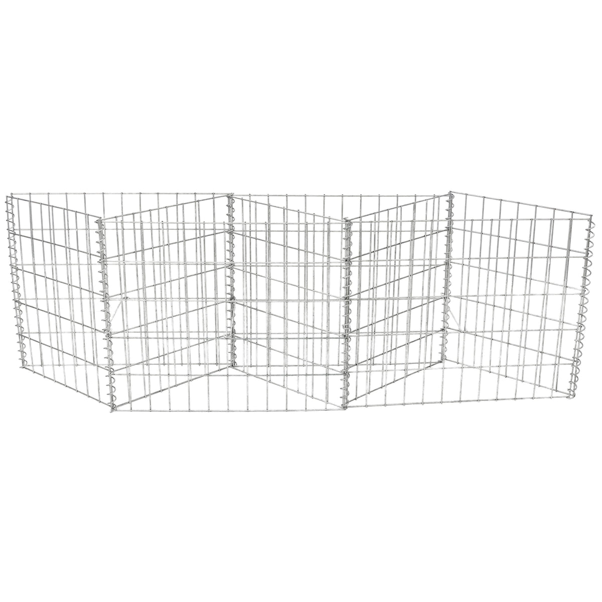 Galvanized Steel Gabion Basket with 3 Compartments - Silver