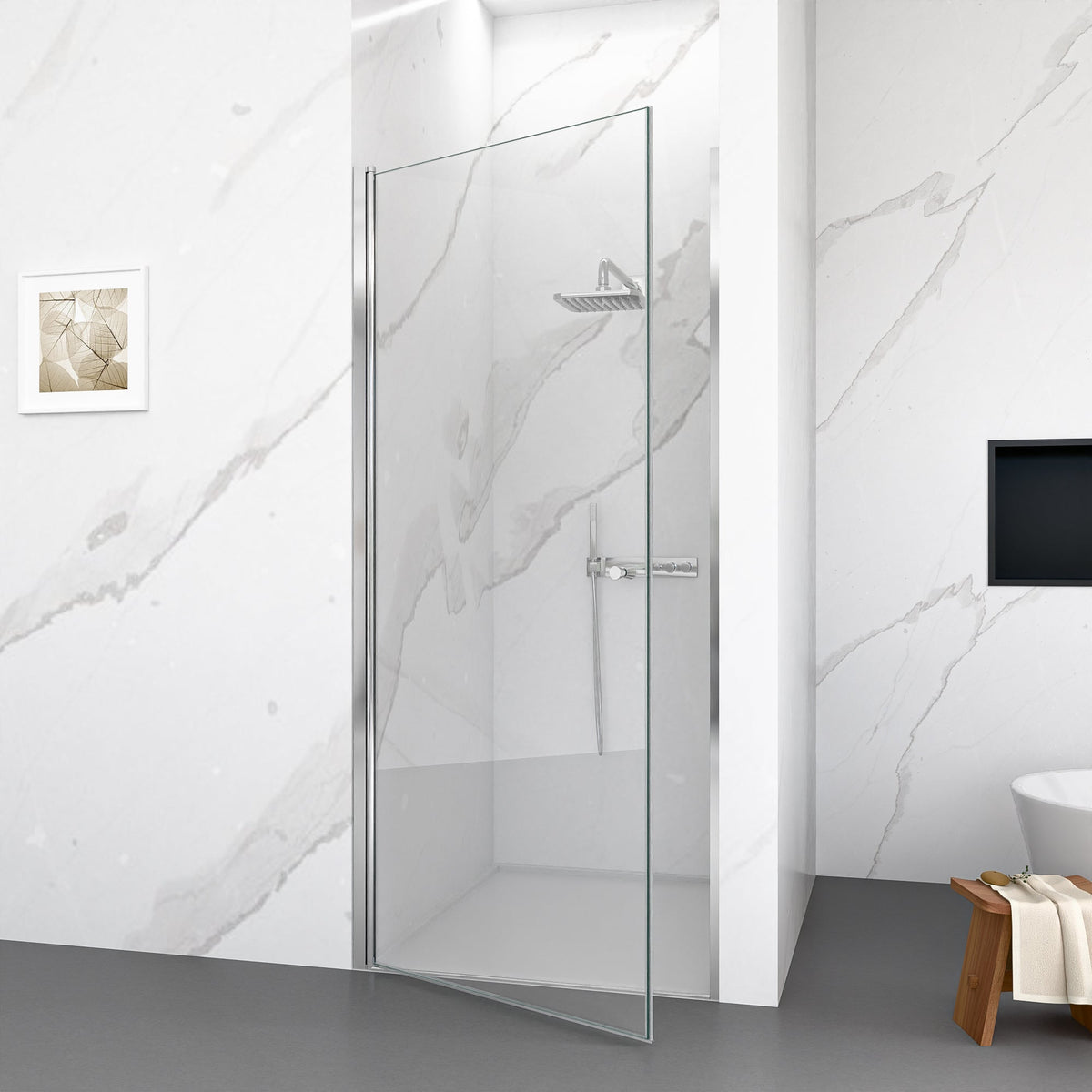 Frameless Circular Pivot Shower Door - 34"W x 72"H