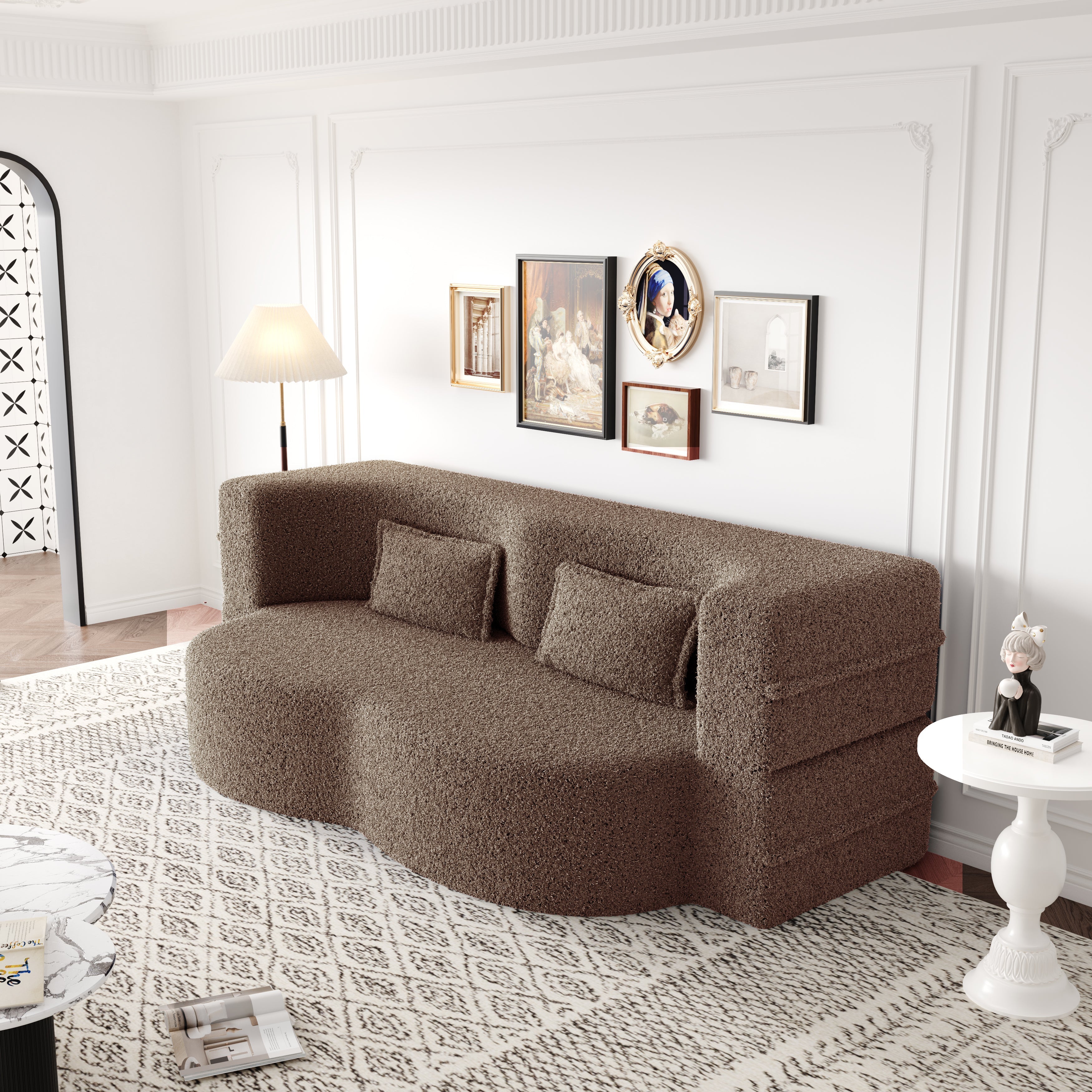 Modern Floor Sofa with 2 Pillows