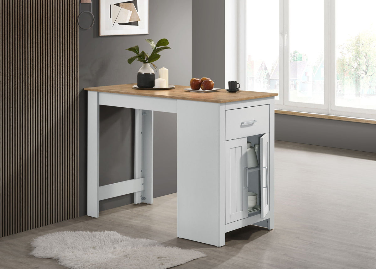 Small Space Counter Height Dining Table with Cabinet and Drawer Storage - Gray or Light Brown