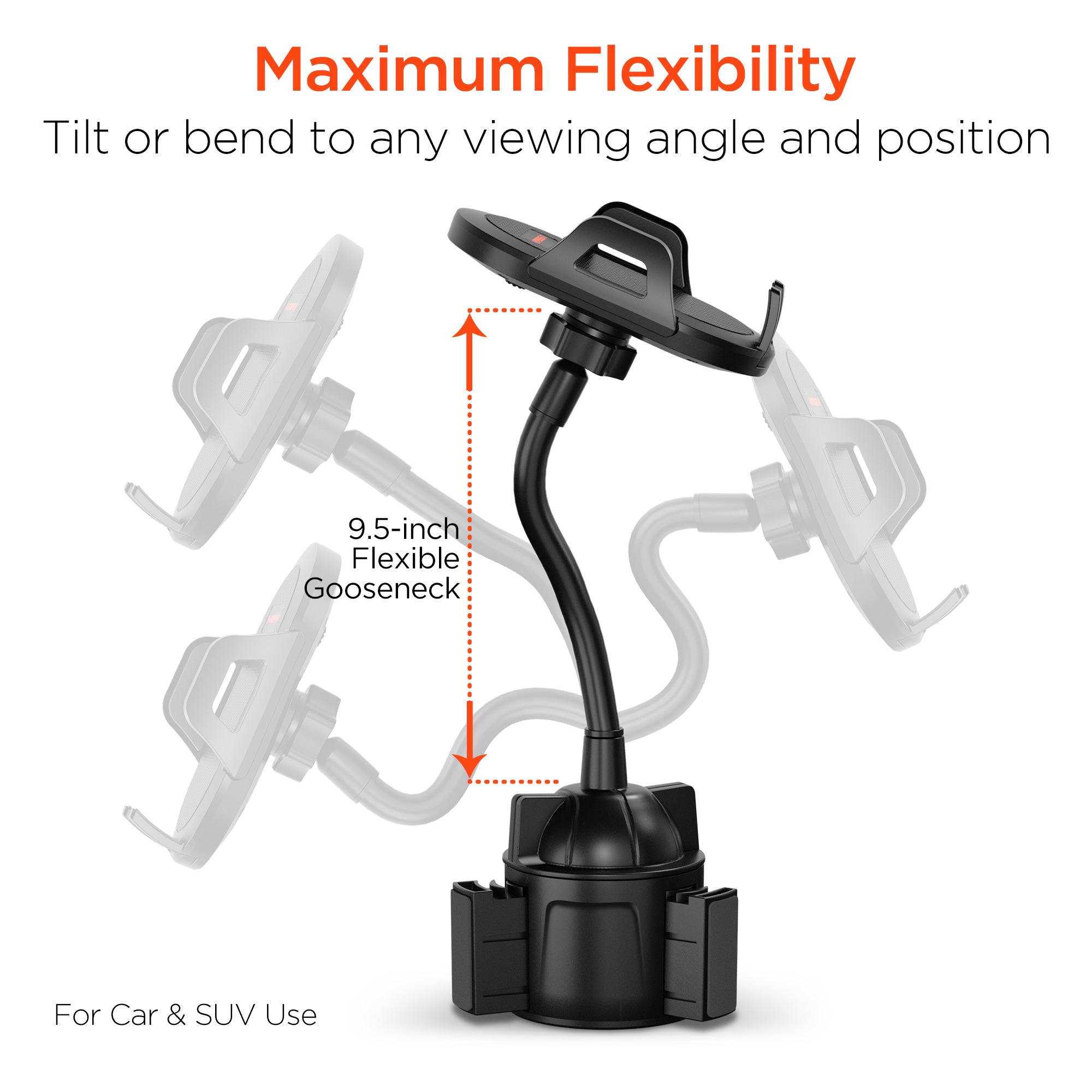 Hypergear Universal Cup Holder Flex Phone Mount w Rotatable Cradle