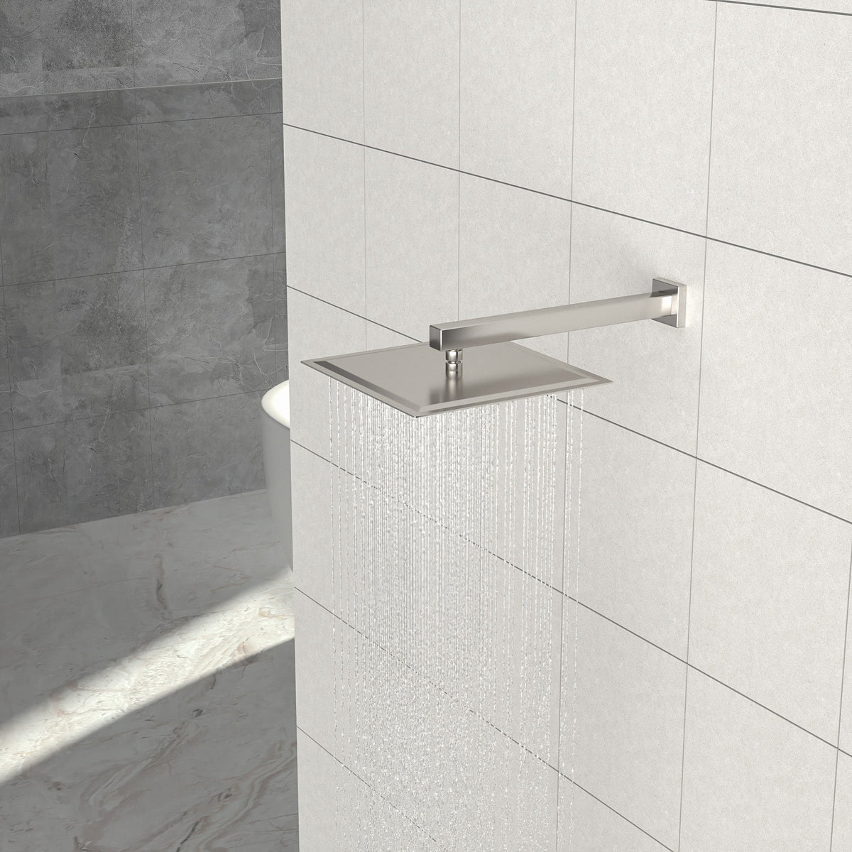 16" Wall Mounted Shower Arm with Flange, Brushed Nickel
