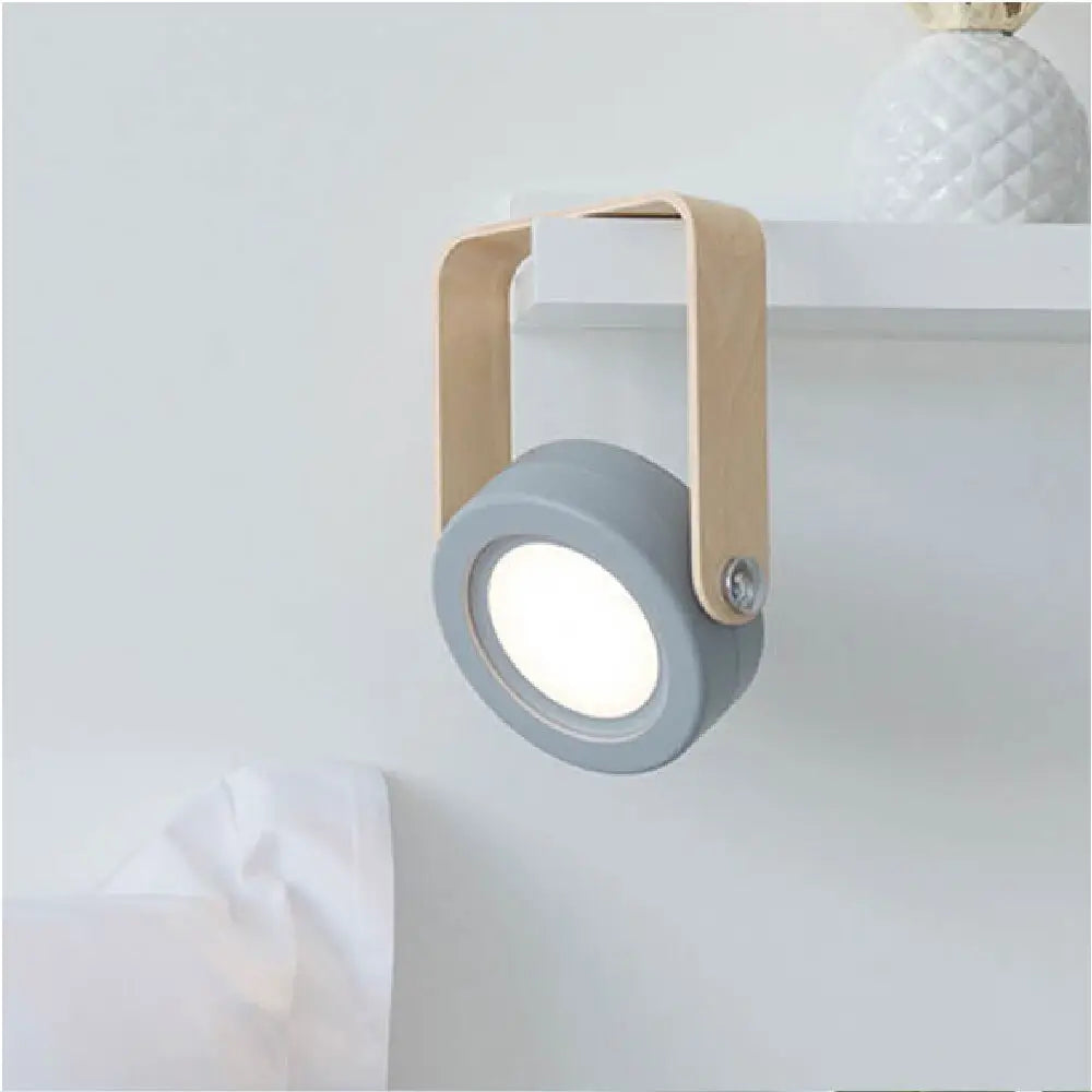 Minimalist white & wood led wall sconce lantern bedroom light