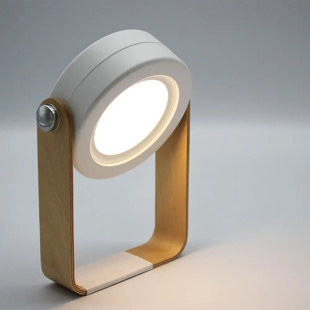 Minimalist white & wood led wall sconce lantern bedroom light