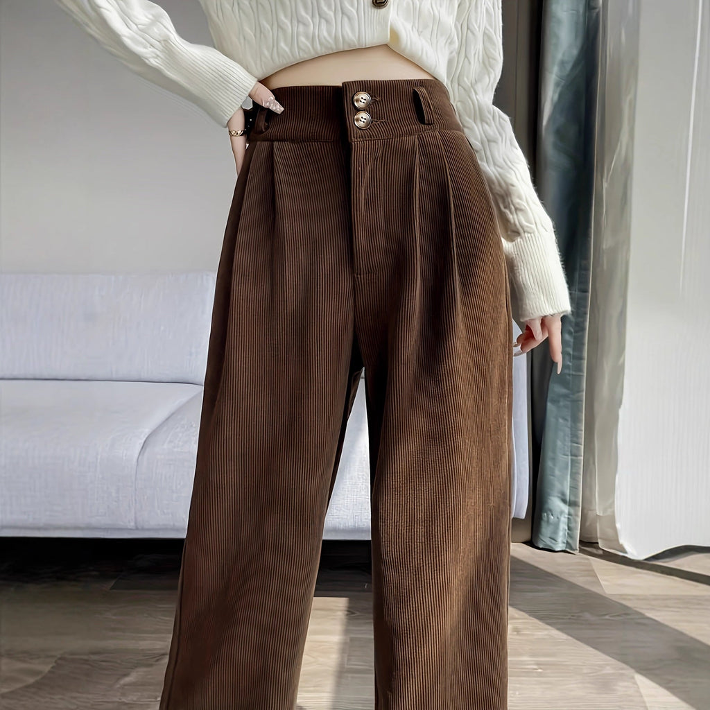 High-waisted, Draping Wide-leg Pants For Women